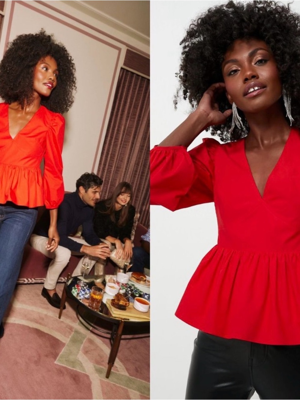 Hyacinth House Elaina Puff Sleeve Peplum Top